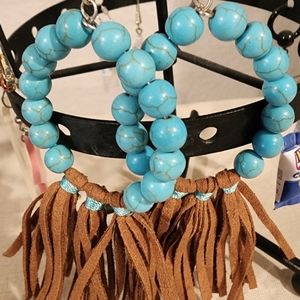 Turquoise western tassle earrings